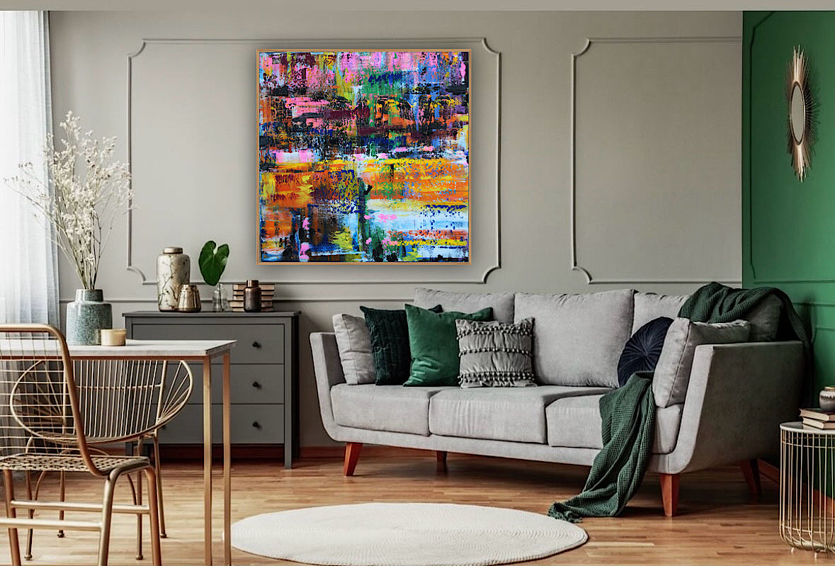 Oka Contemporary Abstract Original Oil Painting On Canvas 80x80cm  “Luminous Echoes”