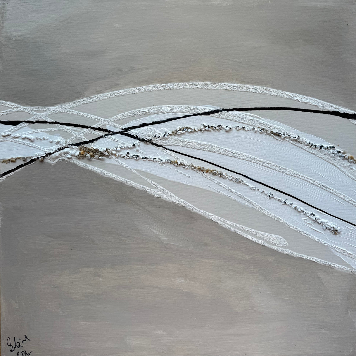 Set of 2 Modern Abstract Original Paintings On Canvas textured ‘Pebbles’  61 x 61cm each