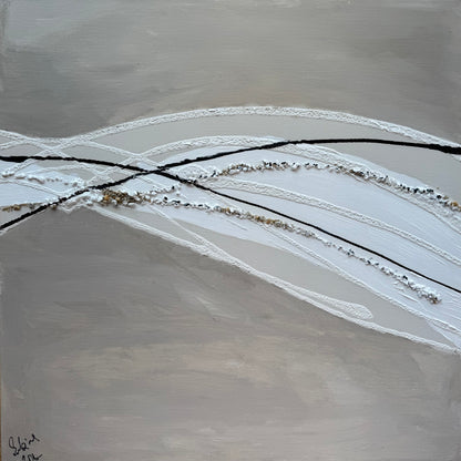 Set of 2 Modern Abstract Original Paintings On Canvas textured ‘Pebbles’  61 x 61cm each