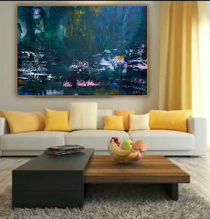 Original Abstract Oil Painting On Canvas 150cm x 100cm Depth of Silence Oka floral