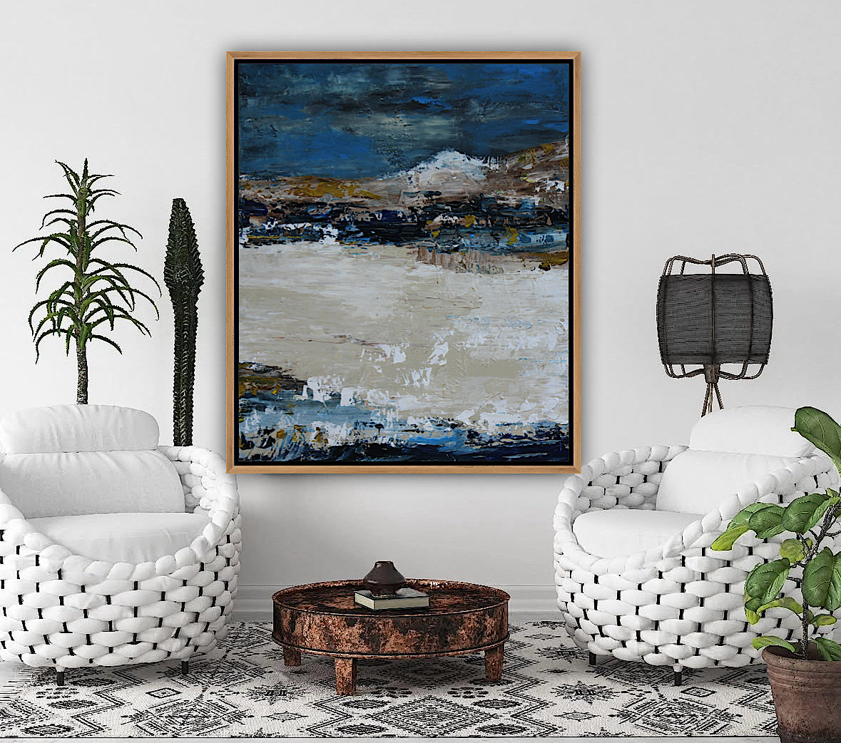 Original Abstract contemporary Oil Painting On Canvas 90x76cm Amalfi Coast Oka
