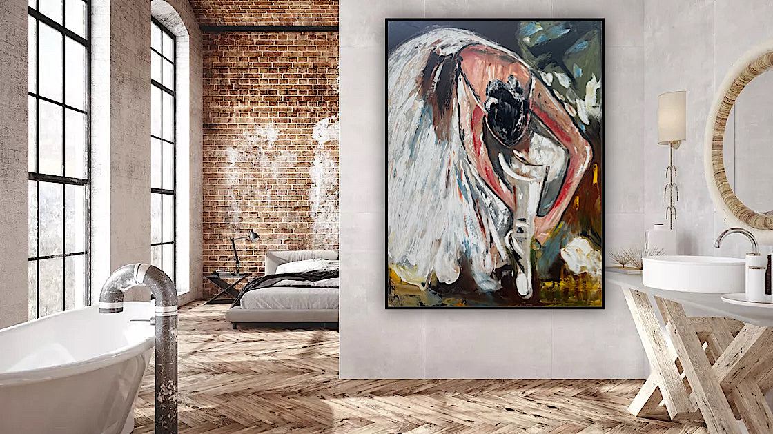 Ballet dancer Original modern Abstract Oil Painting On Canvas 100 x 77cm Oka
