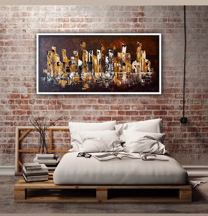 Richter Original Abstract Oil Painting On Canvas 60x120cm Cityscape escape New York