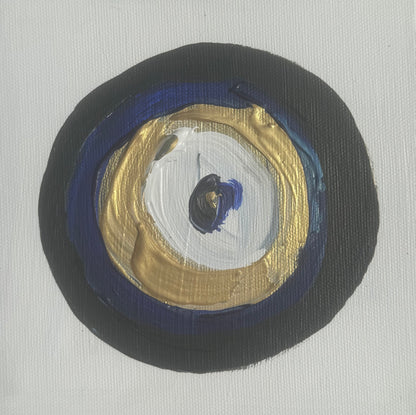 Oka set of 4 Modern Abstract Original Oil Paintings On Canvas ‘Evil Eye’  15x15cm each Nazar