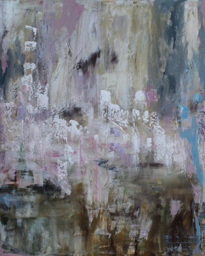 Oka Style Original Abstract Oil Painting On 100x80cm Canvas Echoes of a Distant Bloom