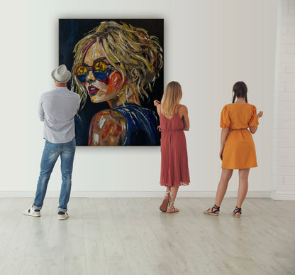 Contemporary Abstract Original Oil Painting of a woman On 90 x 76cm Canvas ‘Blondie II’ woman portrait