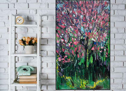 Original Abstract Oil Painting On Canvas 153 x 92cm Magnolia tree Oka
