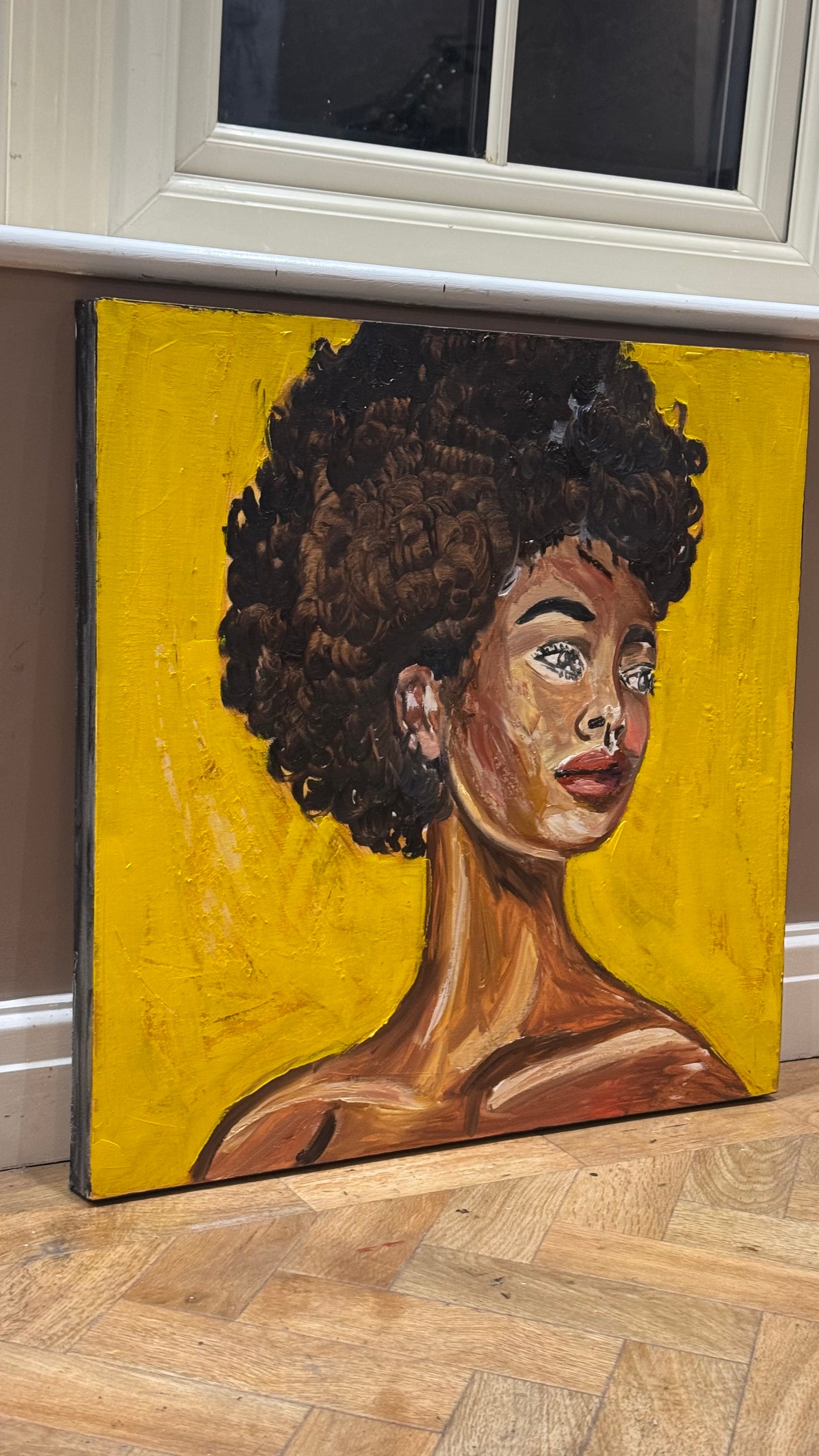 Modern Abstract Original Oil Painting On Canvas Unapologetic Portrait 60x60cm