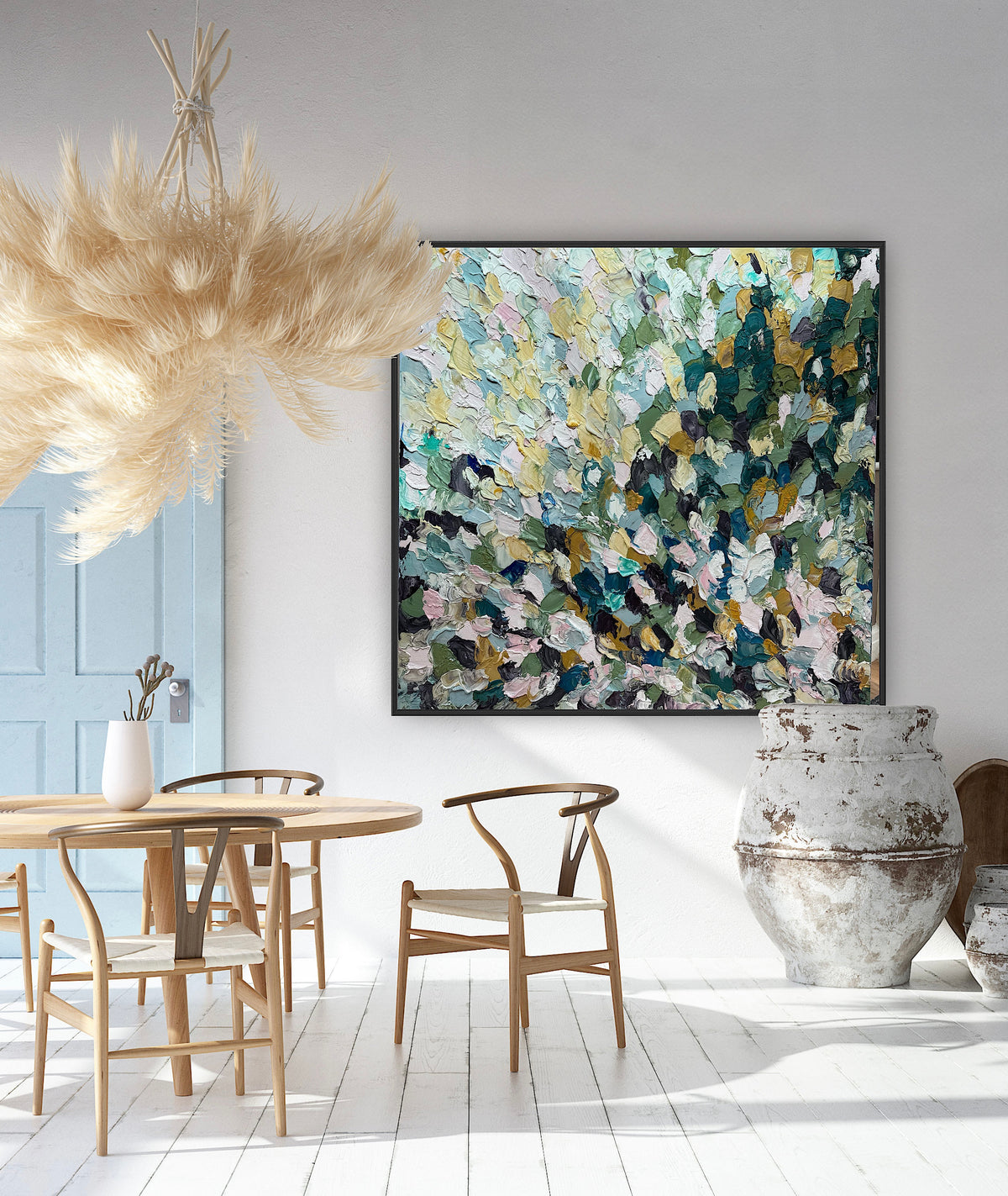 Modern Original textured Abstract Oil Painting On deep edge Canvas 120 x 120cm ‘Autumn Garden’