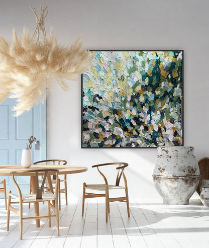 Modern Original textured Abstract Oil Painting On deep edge Canvas 120 x 120cm ‘Autumn Garden’