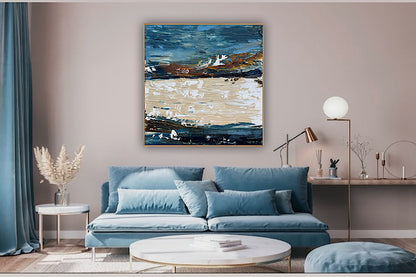 Original Abstract contemporary Oil Painting On Canvas 50x50cm Amalfi Coast Oka