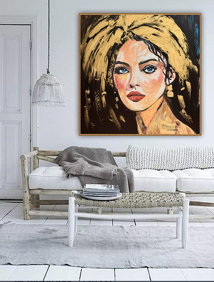 Richter Style Abstract Original Oil Painting On 100 x 100cm canvas Alchemy of Beauty  woman portrait