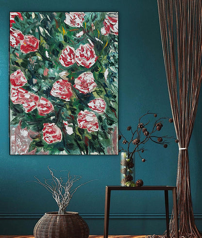 Abstract Impressionist Style Original Oil Painting on canvas 100x76cm Rose Garden