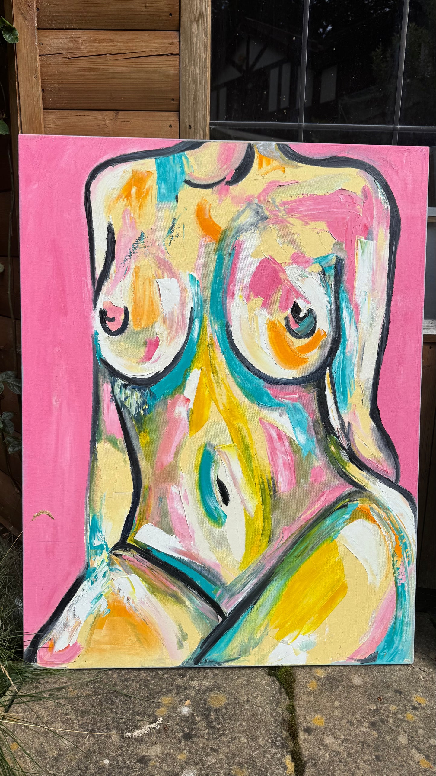 Large Abstract Original Oil Painting On 100x80cm canvas Colourful Nude