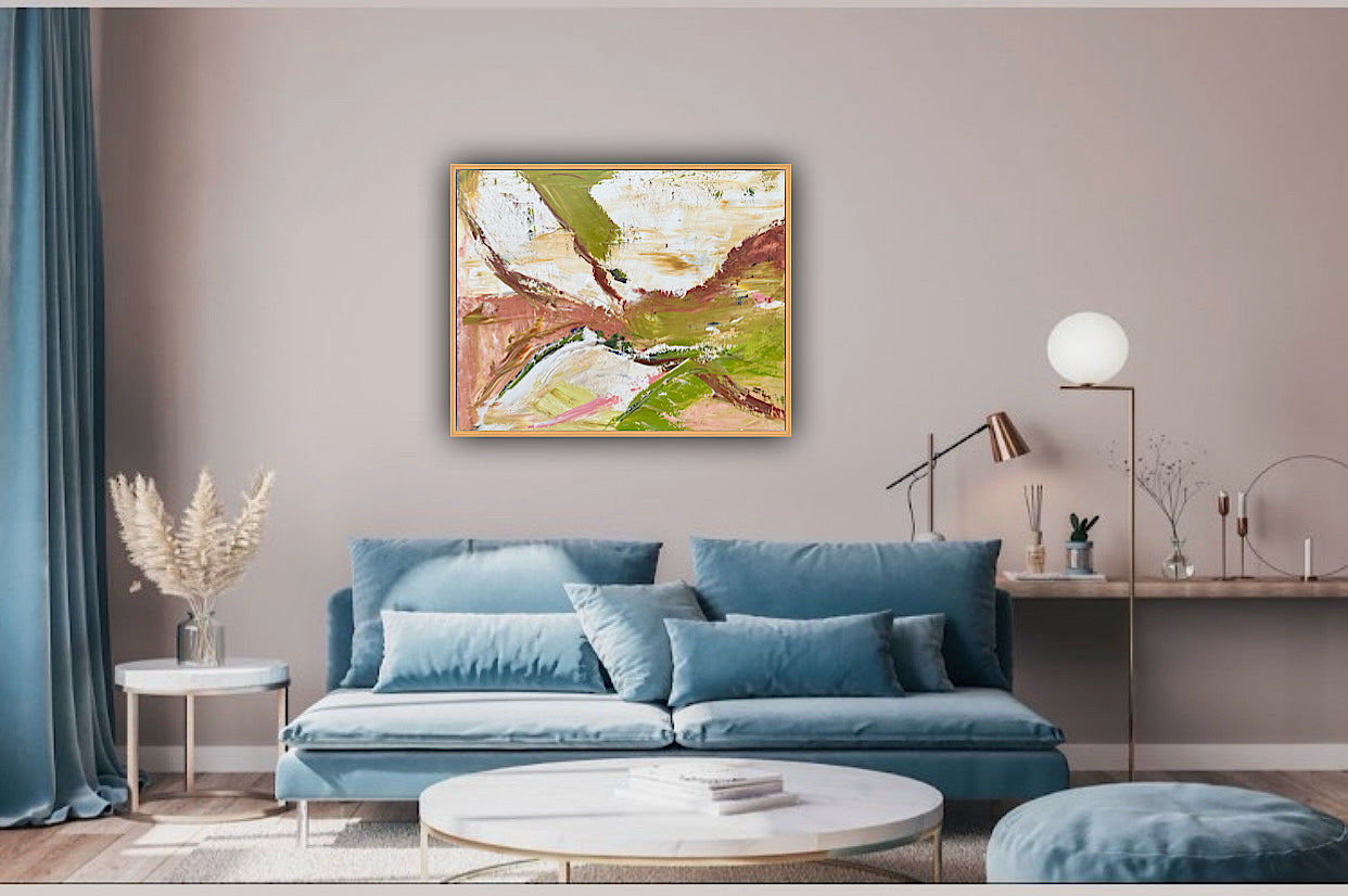 Oka StyLe Abstract original Oil Painting On Canvas 50 X 40cm Lake District textured