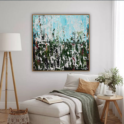 Oka Textured Abstract Original Oil Painting On Canvas 90x90cm Atelier Émeraude