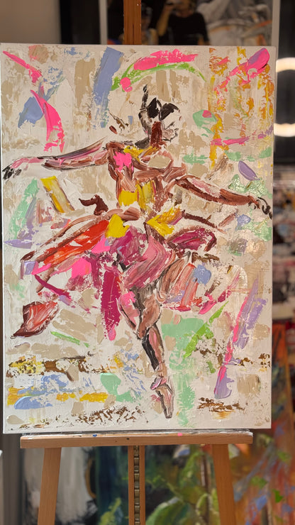 Ballet dancer Original modern Abstract Oil Painting On Canvas 85 x 60cm Oka