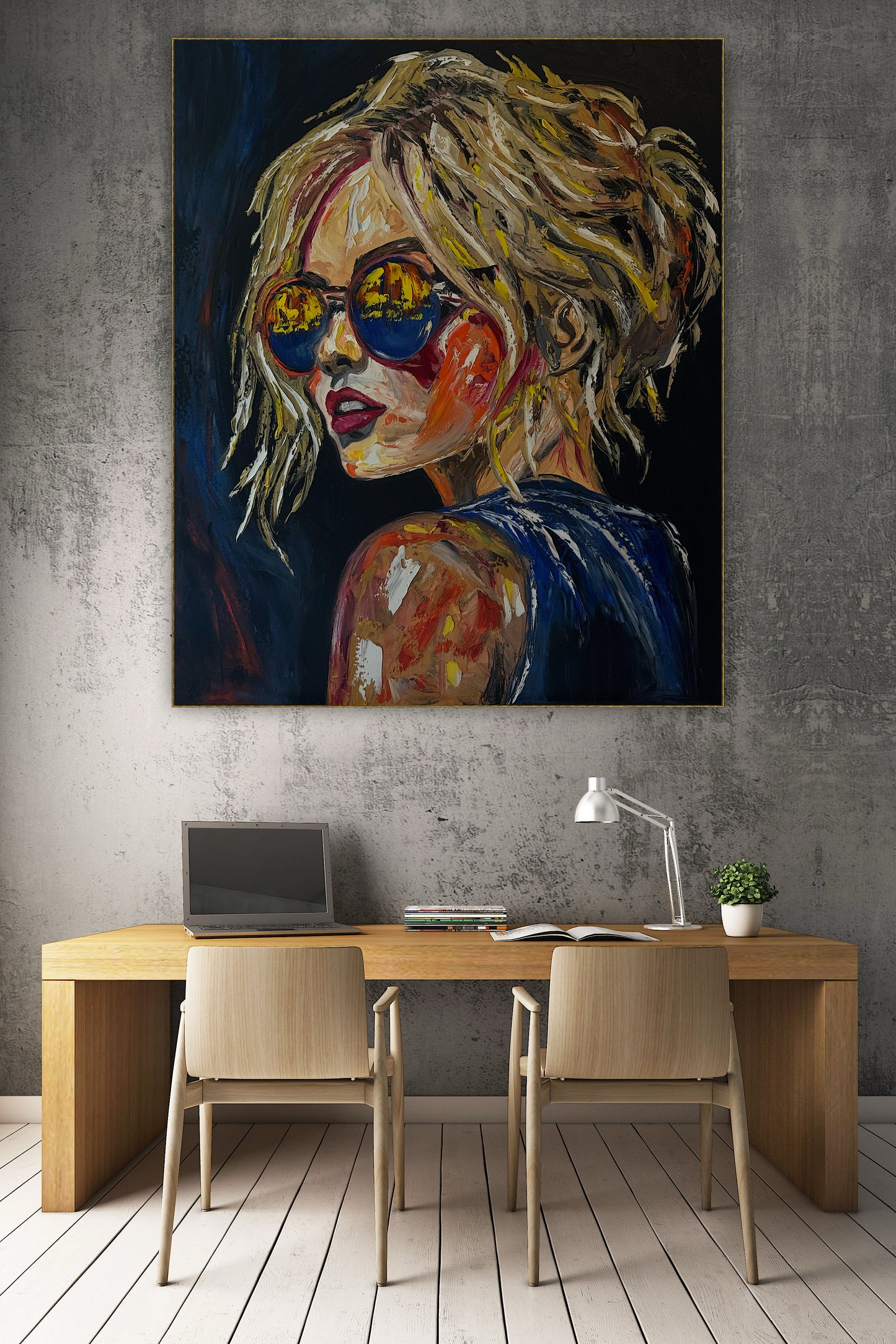 Contemporary Abstract Original Oil Painting of a woman On 90 x 76cm Canvas ‘Blondie II’ woman portrait