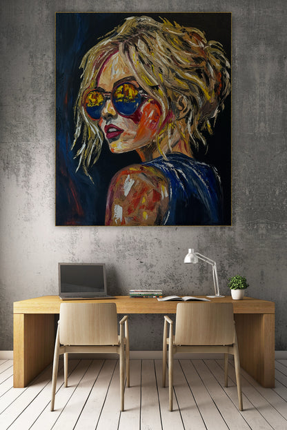Contemporary Abstract Original Oil Painting of a woman On 90 x 76cm Canvas ‘Blondie II’ woman portrait