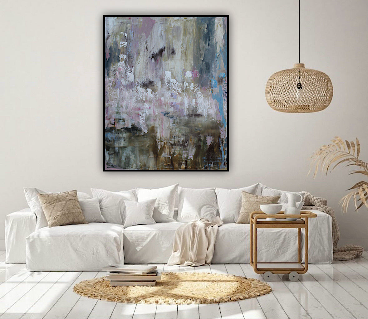 Oka Style Original Abstract Oil Painting On 100x80cm Canvas Echoes of a Distant Bloom
