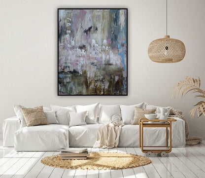 Oka Style Original Abstract Oil Painting On 100x80cm Canvas Echoes of a Distant Bloom