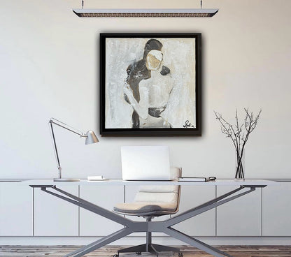 Framed Original Abstract contemporary Oil Painting On Canvas 35x35cm  love dance oka