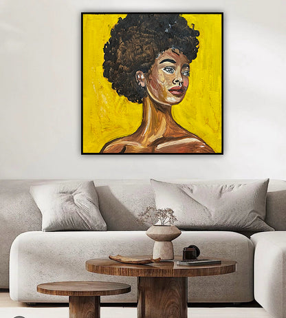 Modern Abstract Original Oil Painting On Canvas Unapologetic Portrait 60x60cm