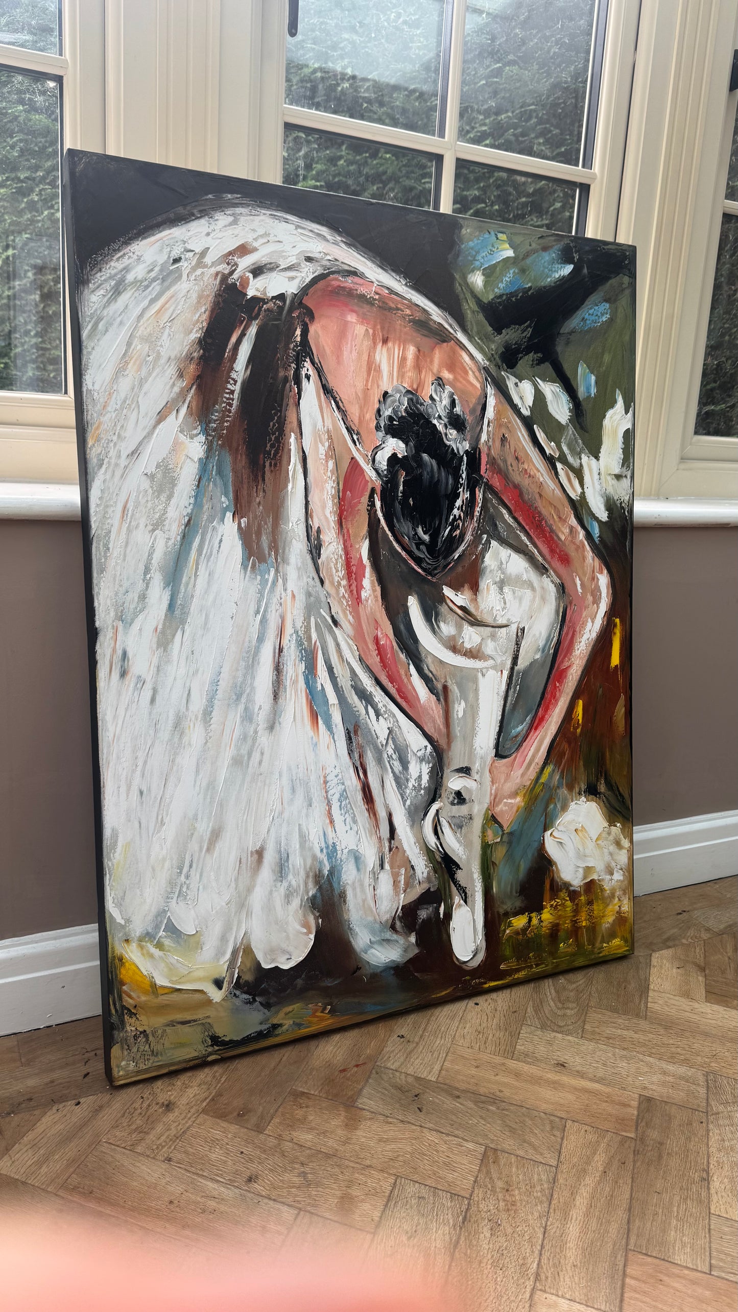 Ballet dancer Original modern Abstract Oil Painting On Canvas 100 x 77cm Oka