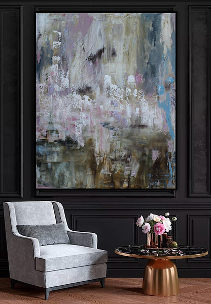 Oka Style Original Abstract Oil Painting On 100x80cm Canvas Echoes of a Distant Bloom