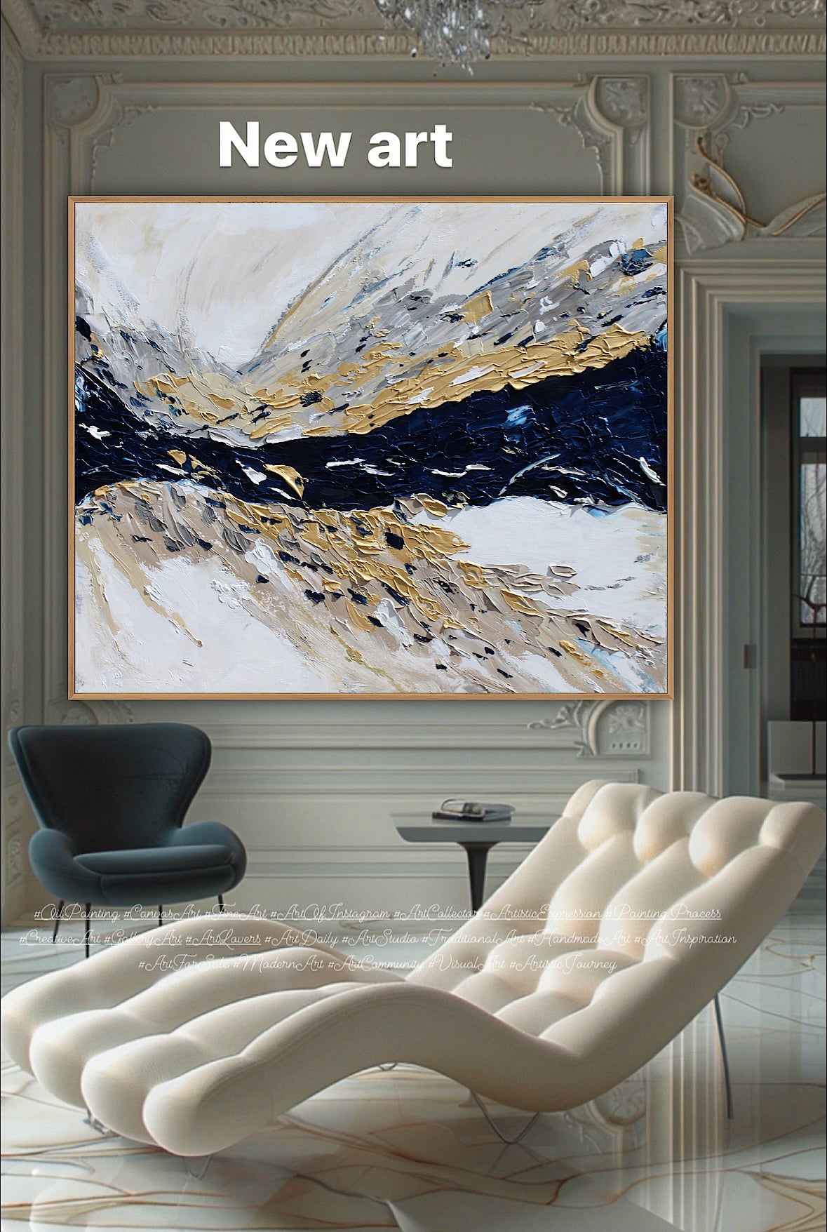 Oka Original Abstract Oil Painting On Canvas 120x100x4cm ‘Horizon ‘Seascape