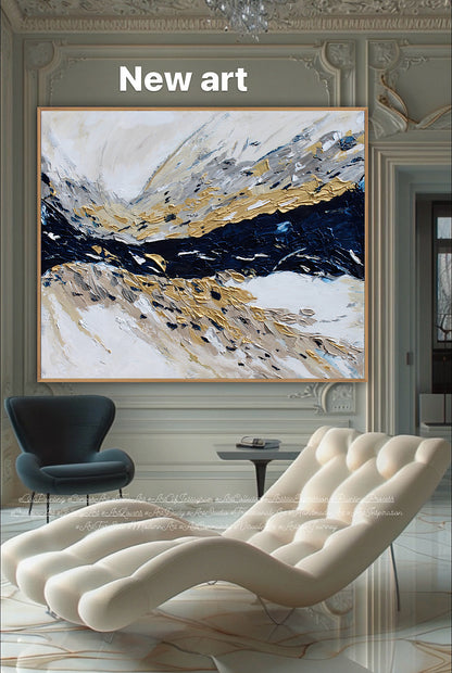 Oka Original Abstract Oil Painting On Canvas 120x100x4cm ‘Horizon ‘Seascape