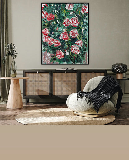 Abstract Impressionist Style Original Oil Painting on canvas 100x76cm Rose Garden