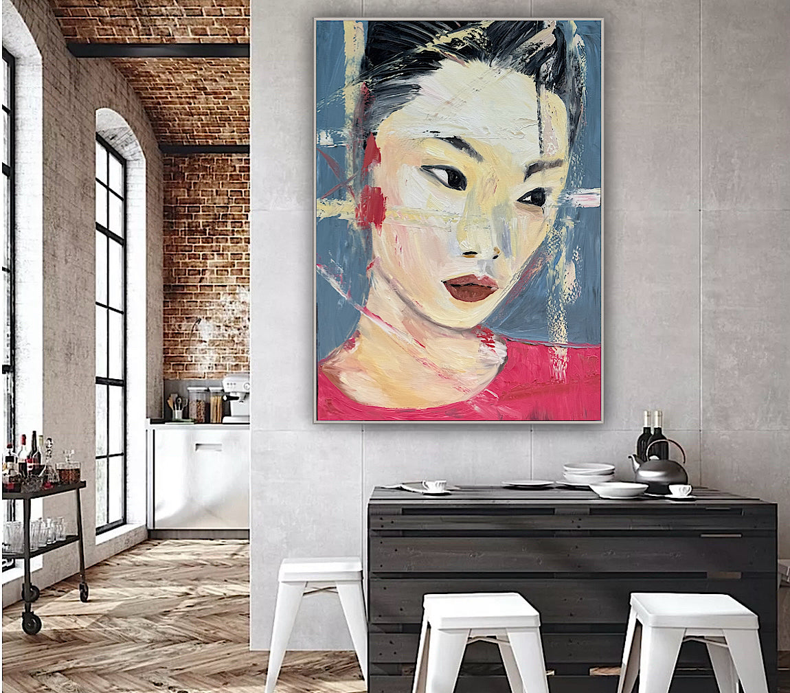Woman’s portrait Original Abstract Oil Painting On Canvas 85 x 60cm Innocent Soul