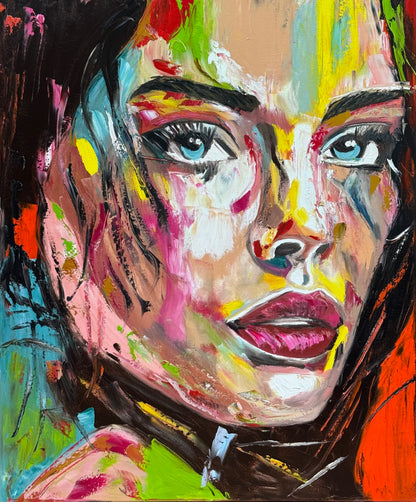 ‘Femme Eclat’ portrait Original abstract contemporary Oil Painting On Canvas size 90x76cm