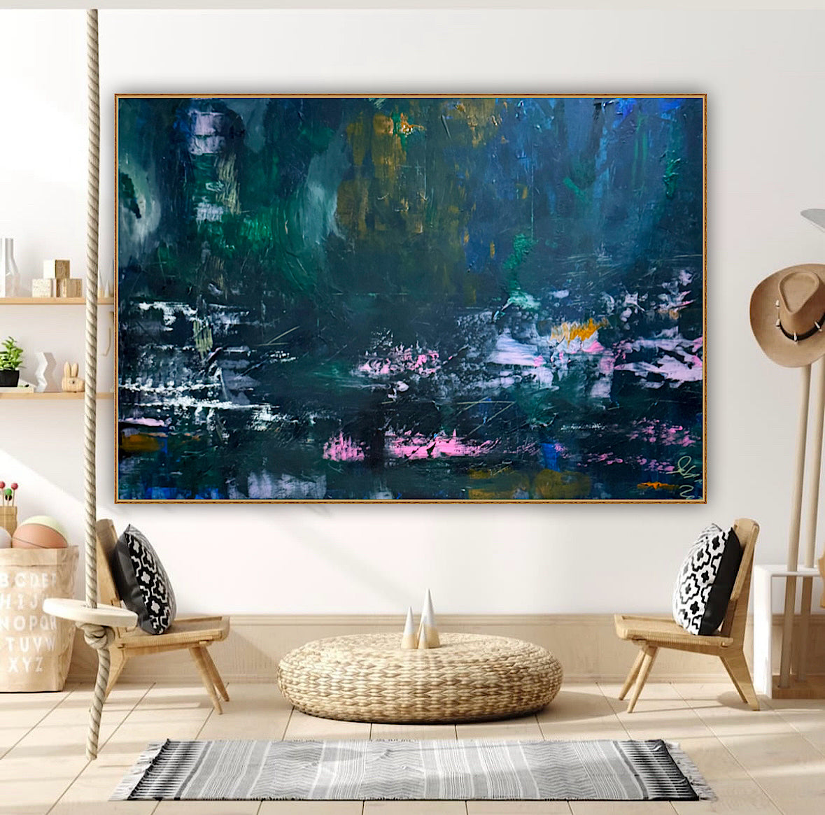 Original Abstract Oil Painting On Canvas 150cm x 100cm Depth of Silence Oka floral