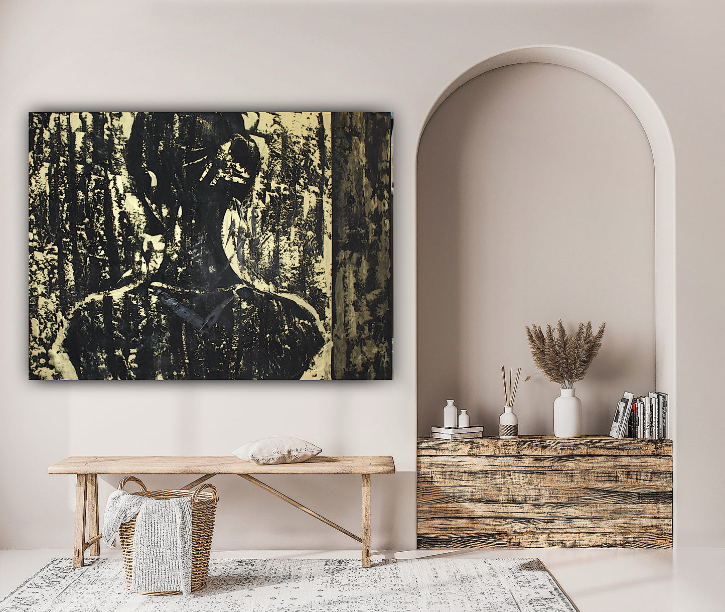 Original Abstract Oil Painting On Canvas 122 x 92cm Woman in The Shadows oka