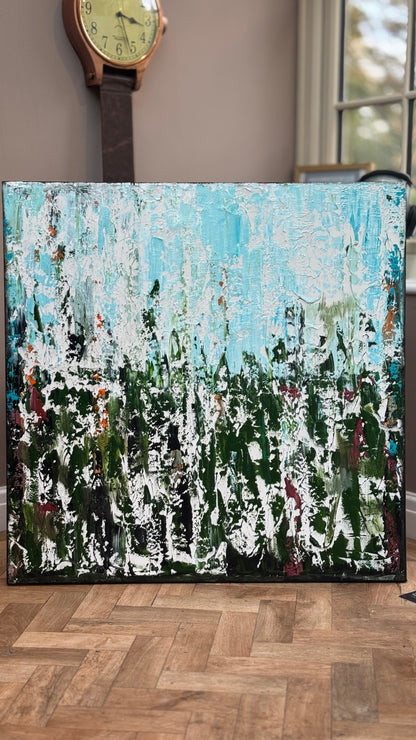 Oka Textured Abstract Original Oil Painting On Canvas 90x90cm Atelier Émeraude