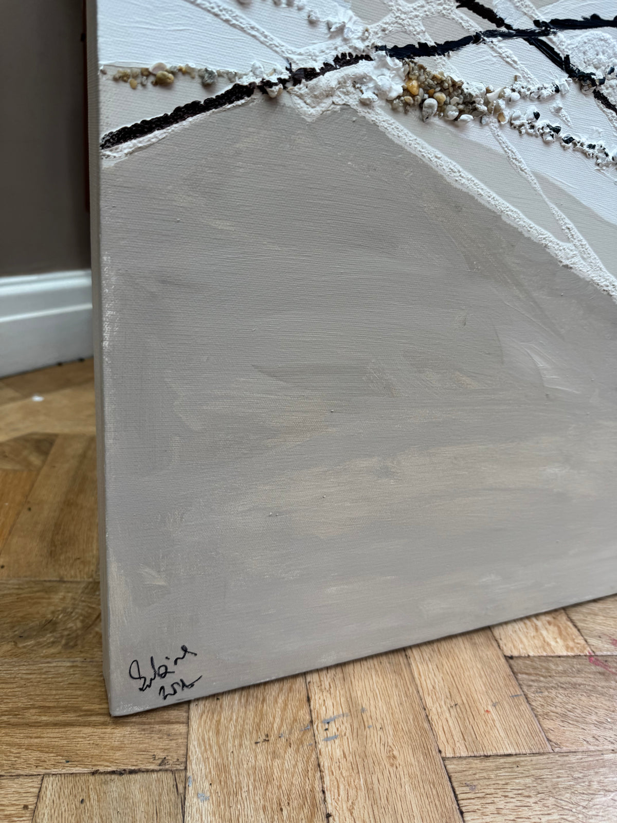 Set of 2 Modern Abstract Original Paintings On Canvas textured ‘Pebbles’  61 x 61cm each