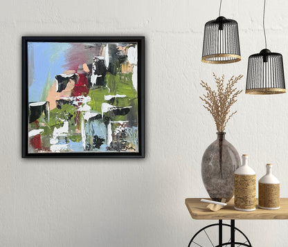 Framed Original Contemporary Abstract Oil Painting On Canvas 24 x 24cm ‘rome’