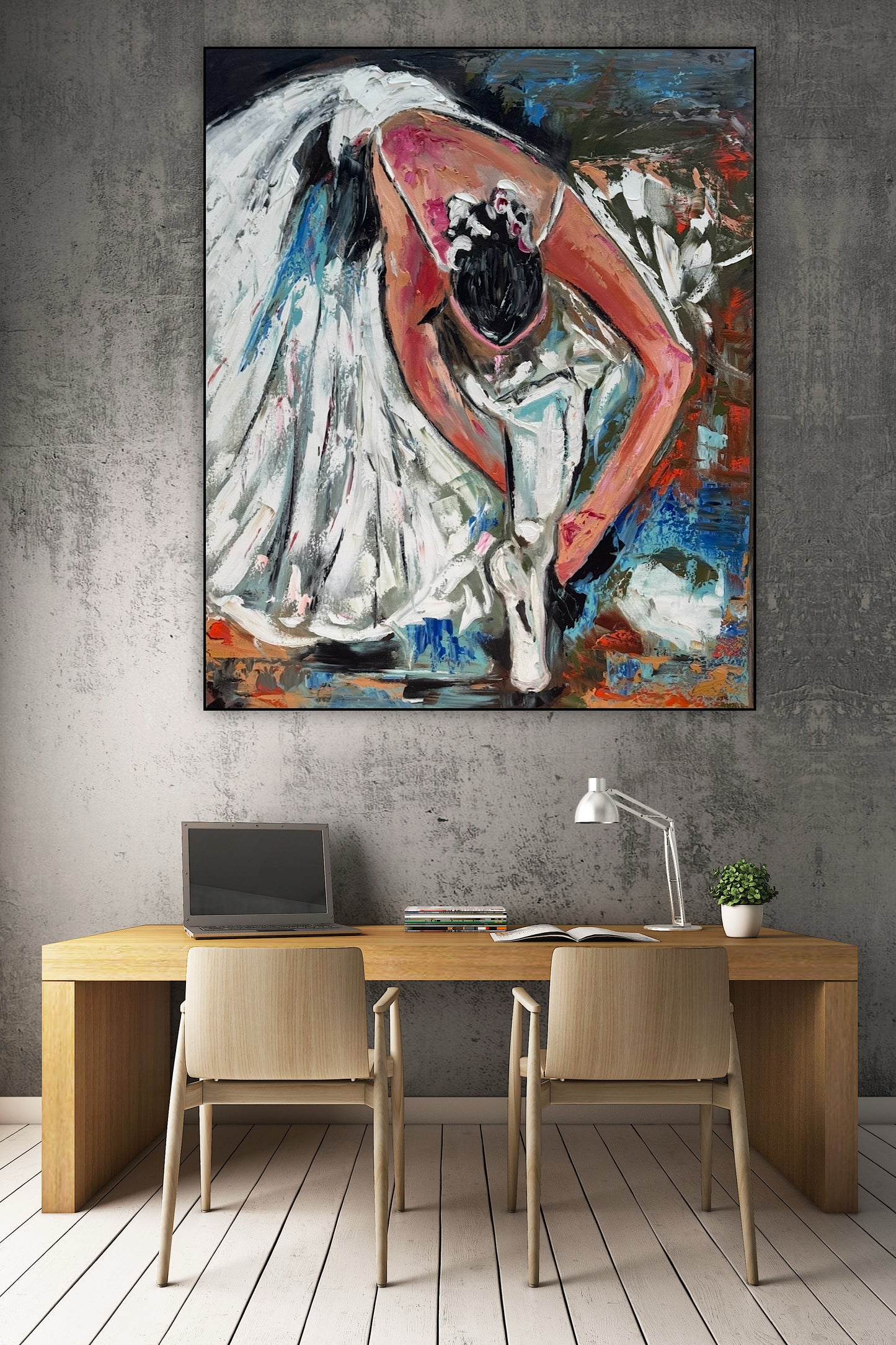 Contemporary Abstract Original Oil Painting On 90 x 76cm on Canvas ‘Ballet Dancer’