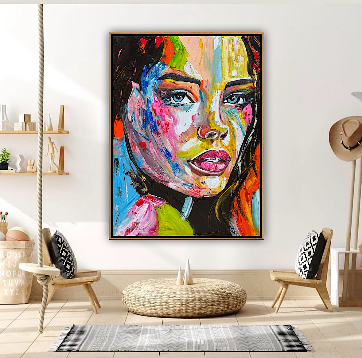 Contemporary Abstract Original Oil Painting On 100 x 80cm Canvas Chromatic Gaze woman portrait
