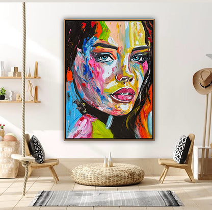 Contemporary Abstract Original Oil Painting On 100 x 80cm Canvas Chromatic Gaze woman portrait