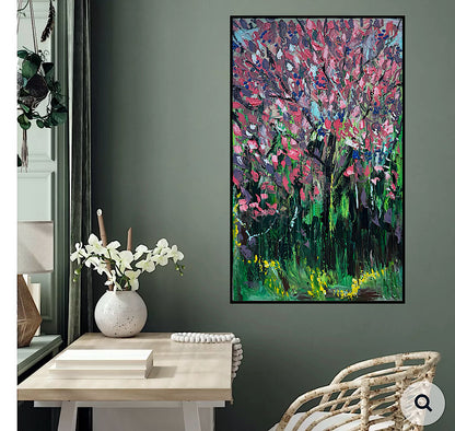 Original Abstract Oil Painting On Canvas 153 x 92cm Magnolia tree Oka