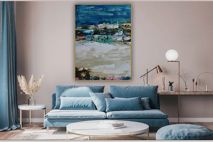 Amalfi coast Sea Sky Original abstract contemporary Oil Painting On Canvas size 100x80cm