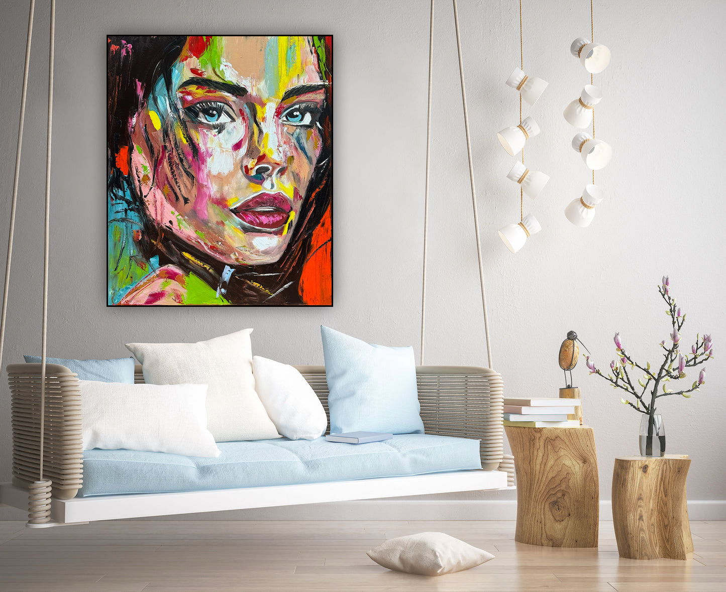 ‘Femme Eclat’ portrait Original abstract contemporary Oil Painting On Canvas size 90x76cm
