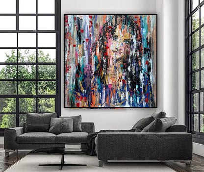 Oka Original Abstract Oil Painting On deep edge Canvas 120 x 120cm ‘Sapphire Eyes’