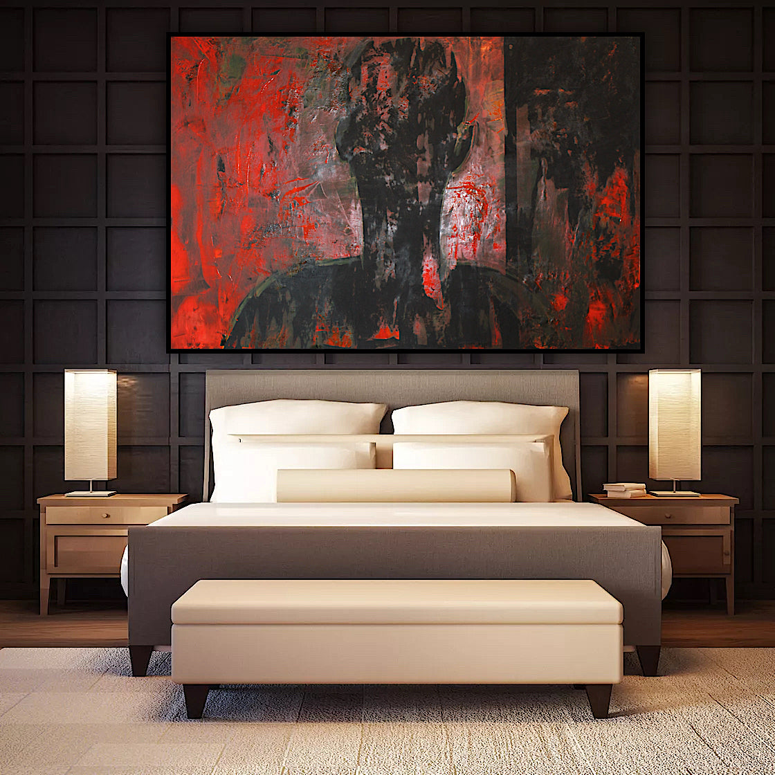 Original Abstract Oil Painting On Canvas 150cm x 100cm Man in The Shadows oka