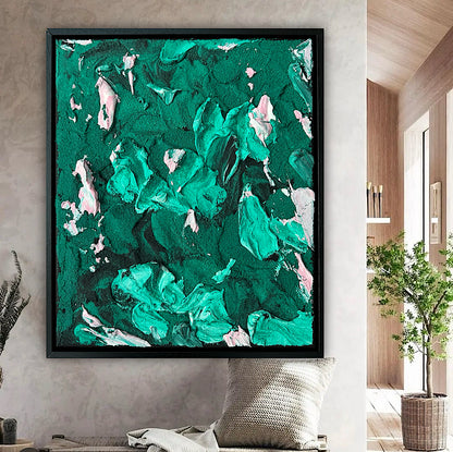 Framed in black textured Original Contemporary Abstract Oil Painting On Canvas 35x41cm Garden Love II