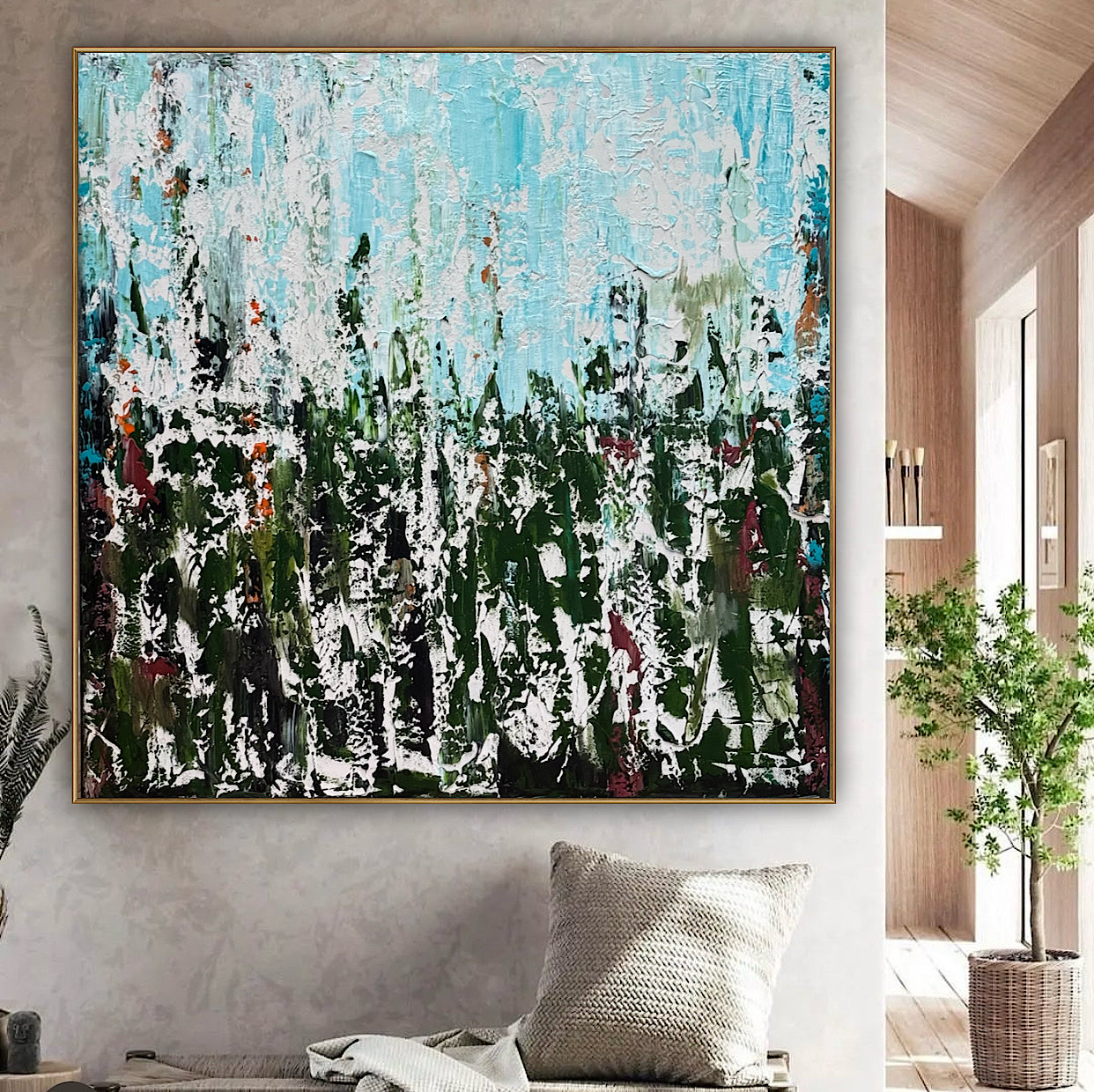 Oka Textured Abstract Original Oil Painting On Canvas 90x90cm Atelier Émeraude