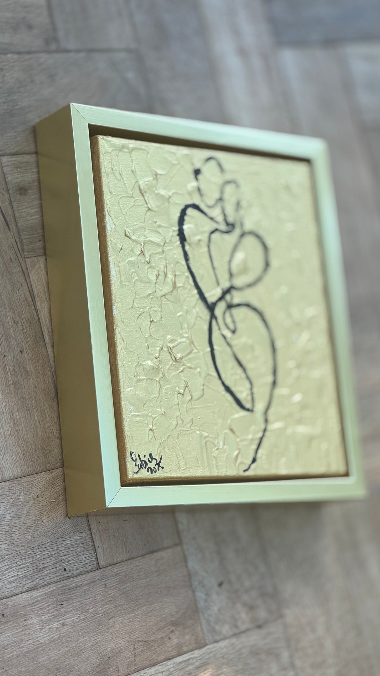 Framed in gold Original Abstract contemporary Oil Painting On Canvas 25 x 29cm Lovers Oka